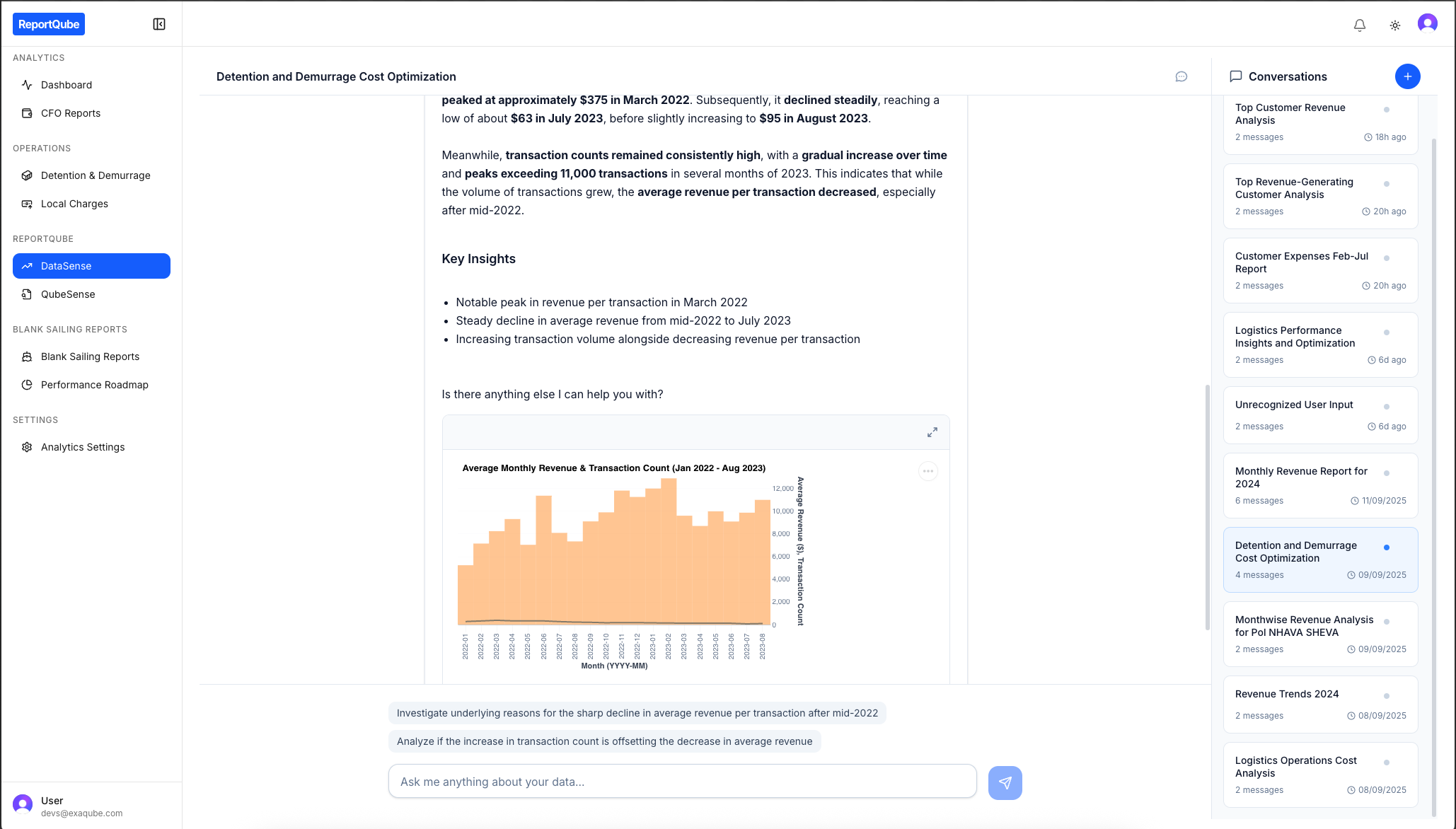 DataSense dashboard